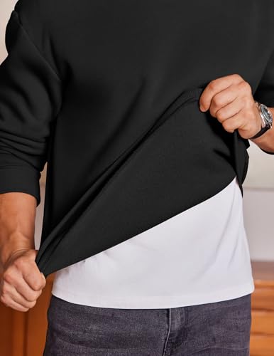 COOFANDY Men's Fleece Crewneck Sweatshirt Cotton Long Sleeve Pullover Casual Thermal Shirts3