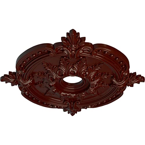 Image of Ekena Millwork CM28BEBMF Benson Classic Ceiling Medallion, 28 3 /8 inch OD x 4 1 /2 inch ID x 1 5 /8 inch P, Brushed Mahogany