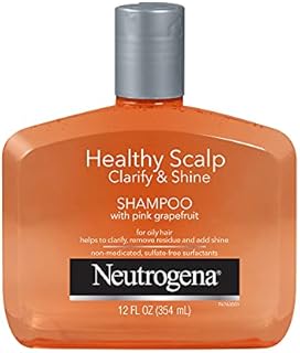 Neutrogena Exfoliating Healthy Scalp Clarify & Shine Shampoo for Oily Hair and Scalp, Anti-Residue Shampoo with Pink Grapefruit, pH-Balanced, Paraben & Phthalate-Free, Color-Safe, 12oz