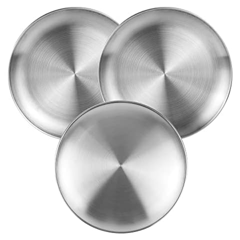 3pcs Stainless Steel Camping Plates Set Cover