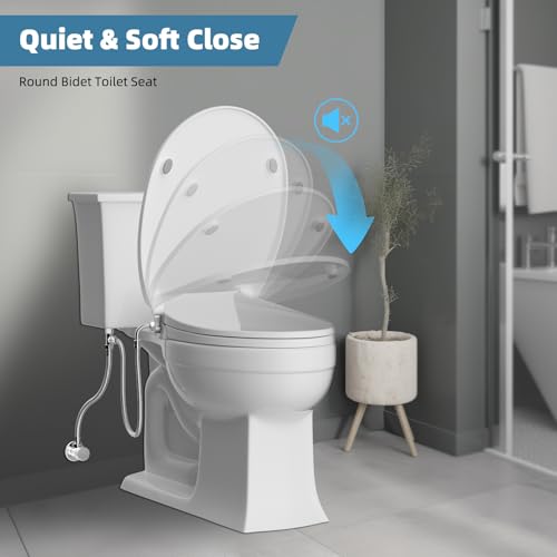 Hibbent Round Bidet Toilet Seat, Slow Close Lid, Dual Nozzle - image 2