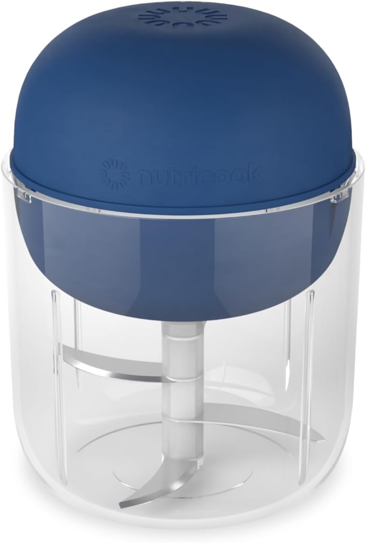 NutricookChoppi Cordless Electric Vegetable Chopper & Mini Food Processor for Dicing, Shredding, Mincing, and Puree, Portable and Rechargeable, 2-Cup, 500 mL, 4000 mAh Battery, Blue