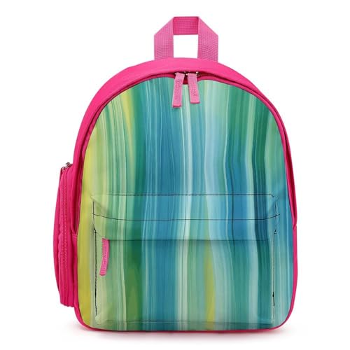 Blue And Green Backpack Small Book Bag with Side Pocket, Lightweight Durable Backpack, Travel Rucksack, Pink-style
