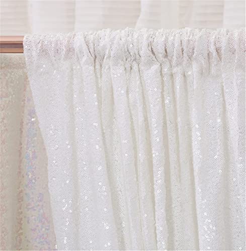 Sequin Backdrop 243x243cm White Shinny Sequin Photography Backdrop Party Prom Wedding Youtobe Banquet Photo Background (8x8 feet) - Image 3