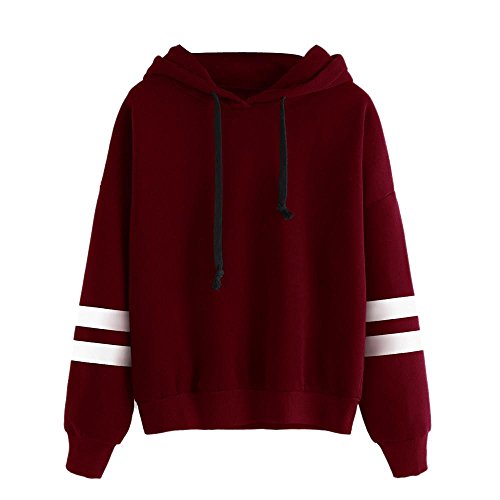 HGWXX7 Women Hoodie Loose Letter Print Long Sleeve Pullover Tops Blouse Shirt Sweatshirt (S, Z-Wine Red)