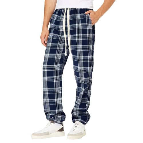 Men's Pajama Pants Flannel Plaid Fleece Warm Sleep Lounge Pant PJ Bottoms Drawstring and Pockets