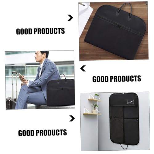 Portable Suit Bag Hanging Feature Oxford Cloth Garment Bag for Dresses Cover Suit for Insects Stains Protection Black 7