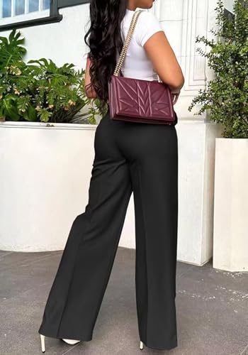 Dress Pants for Women Wide Leg High Waisted Straight Slacks Work Trousers3