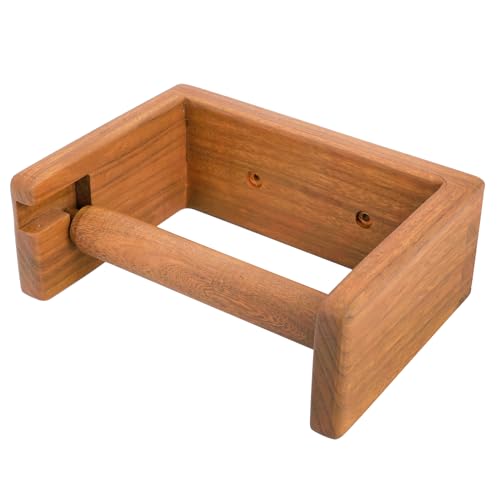 Teak Wood Wall Mounted Toilet Paper Holder Wooden Toilet Paper Holder Adhesive Bathroom Tissue Holder Wood Toilet Paper Roll Holder Tissue Holder for Bathroom