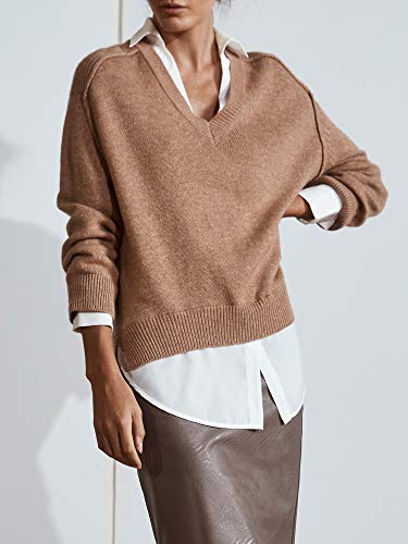 Brochu Walker The Looker Layered V-Neck Sweater - Long Sleeve Warm Sweaters for Women, Oversized Wool & Cashmere Pullover4