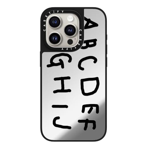 CASETiFY Magsafe �Ή��~���[ iPhone 15 Pro �P�[�X [���ː� / 1.5m����̗����������N���A / Magsafe �ɑΉ�] - Inap Alphabet Black - �V���o�[ (�u���b�N�o���p�[)