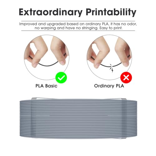 Image of eSUN PLA Basic Refilament 1.75mm, 3D Printer Refill High Speed PLA for Fast Printing, 1KG Spoolless 3D Printing Filament for High Speed 3D Printers, Silver