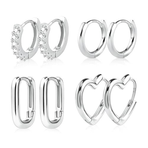 ALEXCRAFT Boucle Doreille Femme Argent Or En Forme de Coeur 925 Creole Plaqué Or 14K Creoles Acier...