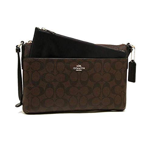 Coach Signature East WEST POP Crossbody (Dark Brown/Black)