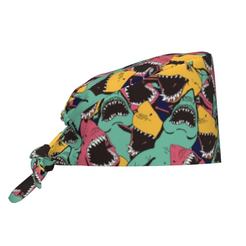Image of Working Cap Scrub Cap with Sweatband Adjustable Unisex Women Tie Back Hat Nurse Surgical Caps