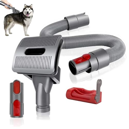 Hundebürste für Dyson V15 V12 V11 V10 V8 V7, Staubsauger Zubehör für Dyson Tierhaarbürste für Dyson Staubsauger Hund Tierhaarbürste Aufsatz mit Verlängerungsschlauch und Adapter Schalter