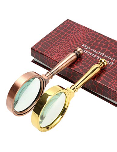 Metalowa ręczna lupa do czytania 20-krotna lupa do czytania 10-krotna lupa do czytania HD Średnica szkła optycznego 80MM2 Kolor (kolor: złoty) OfficeProducts