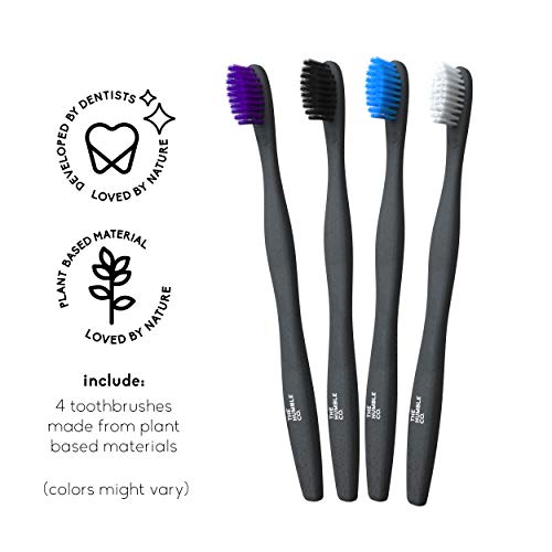 THE HUMBLE CO. - Adult Black Toothbrush - Sensitive Bristles - Developed by Dentists - Plant-Based Materials - 100% Recyclable for Eco-Friendly Oral Care - 1 Pack with 2 Toothbrushes - Image 3