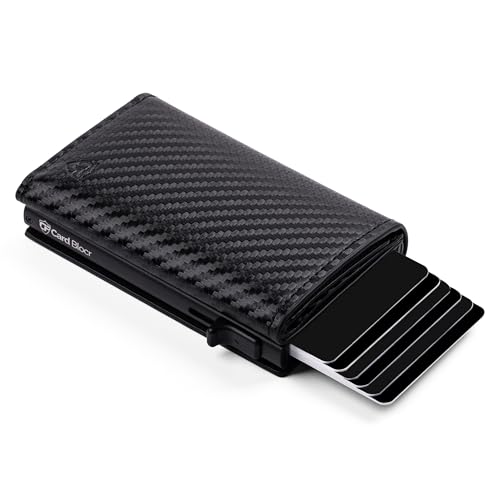 Image of Conceal Plus RFID Wallet for Men with Apple Find My Tracker, Black Carbon | Slim Wallet for Men Stores up to 10 Cards, Wallet Tracker with Cash & ID - Carbon Fiber Design for Organized Daily Essentials