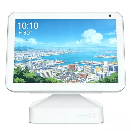 Echo Show 8�i�� 3 ����j��p�o�b�e���[�X�^���h�i�z���C�g�j�F15000mAh ��e�ʃo�b�e���[���ځEUSB-C �|�[�g�t���bEcho Show 8�i�� 3 ����j/iPhone/�w�b�h�t�H���Ή��b�p�x���R�����E����Œ� & �ꕔ����~�߁b�ő�