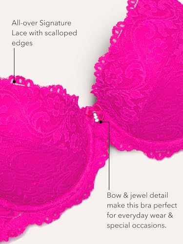 Smart & Sexy Women's Signature Lace Push-up Bra, Sheer, Medium Pink, 34D - Image 5