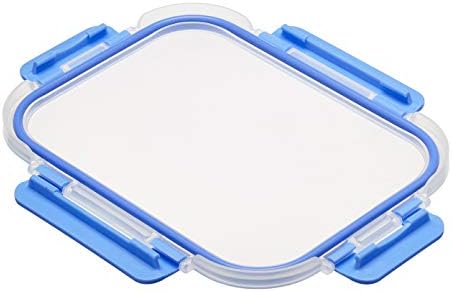 Amazon Basics Glass Food Storage Containers with Locking Lids, Set of 7, 14 Pieces Including Lids, BPA-Free, Clear with Blue Silicone Ring