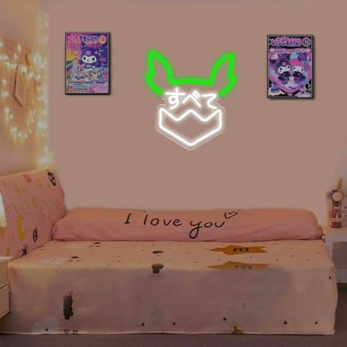 Image of Anime Bunny Neon Sign LED Rabbit Neon Signs for Wall Decor, Dimmable Gaming Neon Light for Bedroom Bar Man Cave Kid Room Japanese Decoration Gifts for Kids
