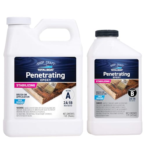 TotalBoat Clear Penetrating Epoxy Wood Sealer Stabilizer for Rot Repair and Restoration (1.5 Quart Cold Weather)