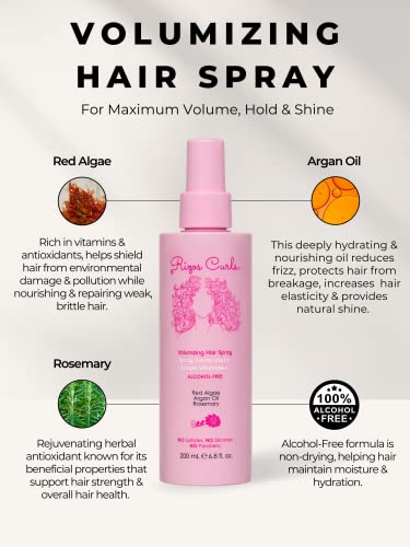 Rizos Curls New Alcohol-Free Volumizing Hair Spray For Curly Hair, Sulfate-Free, Frizz-Free, With Red Algae, Long-Lasting Flexible Hold Spray, Paraben-Free, Silicone-Free, Vegan And Cruelty-Free #TOP4