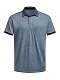 Hardaddy Men's Business Casual Polo Shirt with Pocket Work Shirts with Collar Short Sleeve Stylish Summer Contrast Color Tees Tops Shirts Slim Fit Blue M
