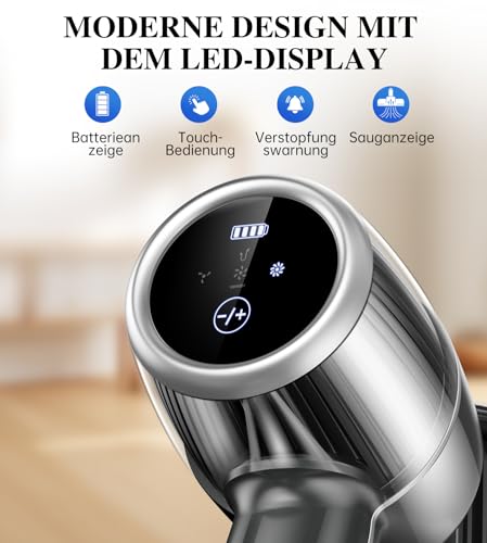 Akku Staubsauger Kabellos Akkustaubsauger Akkusauger - Kabelloser Stabstaubsauger Elektrische Sauger Kehrbesen mit Ladestation Cordless Vacuum Cleaner Für Tierhaare Teppich Beutellos Stielstaubsauger – Bild 3