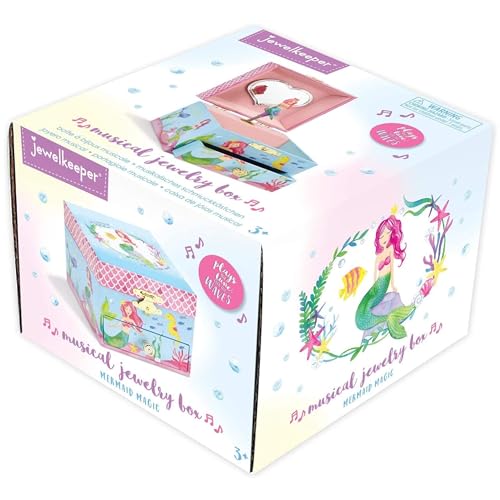 Jewelkeeper Mermaid Girl's Musical Jewelry Box, Underwater Design with Pullout Drawer, Over The Waves Tune