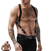 BDSMYOU Herren Punk Body Brust Harness Männer Leder Geschirr,Sexy Unterwäsche für Mann,Gothic Männer Kleidung PU-Leder Unterwäsche Herren,Sexy Sklave Bandage Kostüme für Erwachsene Gay Harness