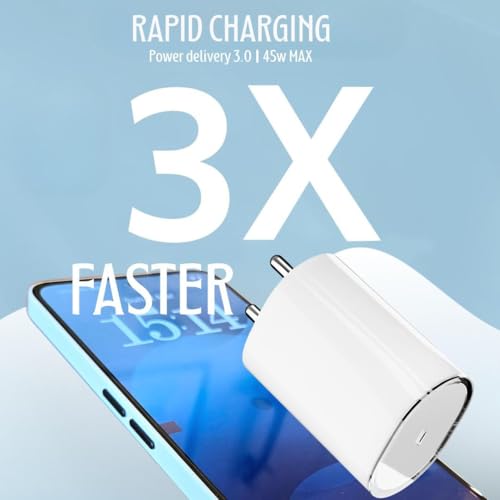 Image of Original 45w Type C Superfast Charging Adapter Compatible with Nothing Phone 3a Pro /3a /2a pro /2a Plus /2a /2 /1 /Buds /Ear Stick,45W USB C Charging Adapter,45watt Charge,White| Support 33W