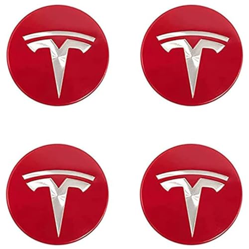 NirWa 4 Confezione da Adesivi per Copriruota per Tesla Model 3/S/X/Y 2017-2022 56mm, Coprimozzo, Adesivo per Badge, Accessori per Auto, Accessori Decorativi