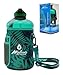 Nnavivva SPLENDID - Borraccia da palestra riutilizzabile, 2.2 litri, con coperchio in cannuccia e coperchio isolante, senza BPA, in plastica Tritan (giungla verde nel manicotto della protezione)
