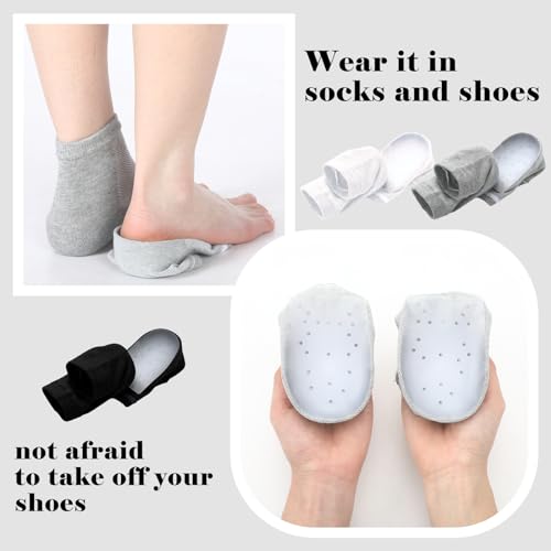 Image of 3 Pairs Height Increase Max Socks Boosters, White, Gray, Black | 3.5 cm, Adult, Height Boosters Socks, Invisible Shoe Heel Pad Lifts, Reusable Half Raised Insole, Men Women