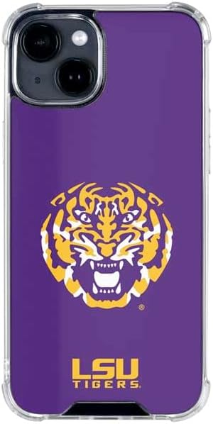 Skinit Clear Phone Case Compatible with iPhone 15 - Officially Licensed LSU Purple Tiger Mascot Design