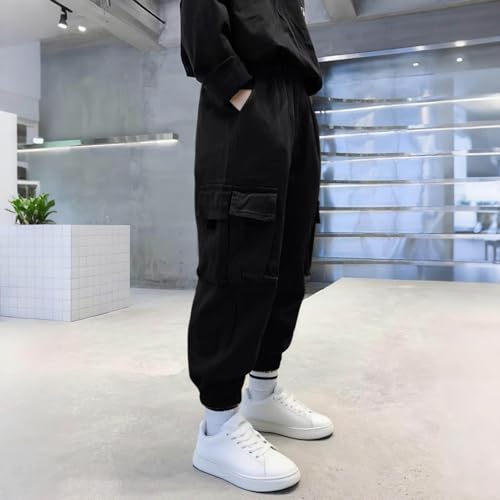 Boy's Baggy Cargo Pants Elastic Waist Casual Loose Tapered Joggers Lightweight Sport Workout Hiking Outdoor Sweatpant4