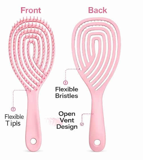Image of Hair Brush With 3D Hollow Design Perfect For Detangling and Hair Grooming for Wet or Dry Hair