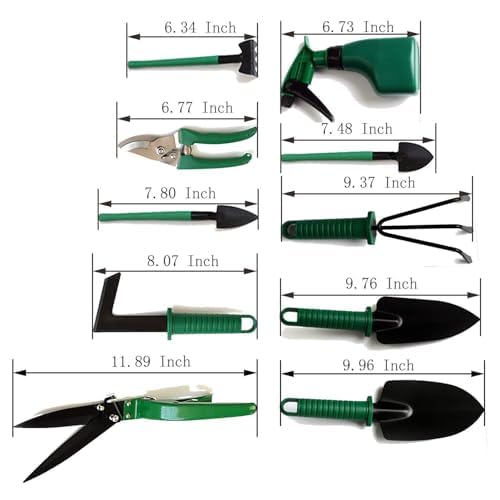 Image of JERN 10 Pcs Durable Gardening Hand Tools Kit with Portable Box, Small Garden Planting Tools, Garden Essentials.
