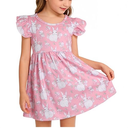 Toddler Girl Bunny Dress Cute Rabbit Spring Summer Pearl Dress 4-5T