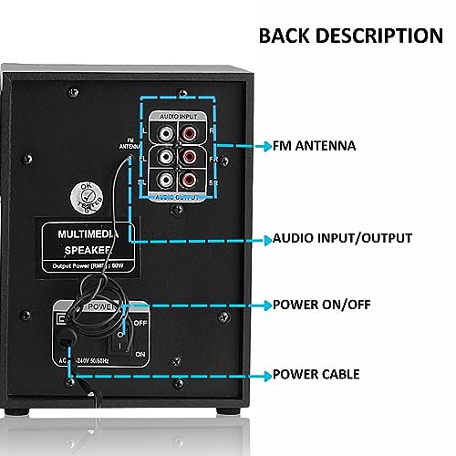 Image of MyKey HT-X20 60W RMS Home Theater System 4.1 Channel Multimedia Speaker with High Bass, Bluetooth, USB, AUX, FM & Remote Control - Enjoy Movie Theater Sound at Home (X20)