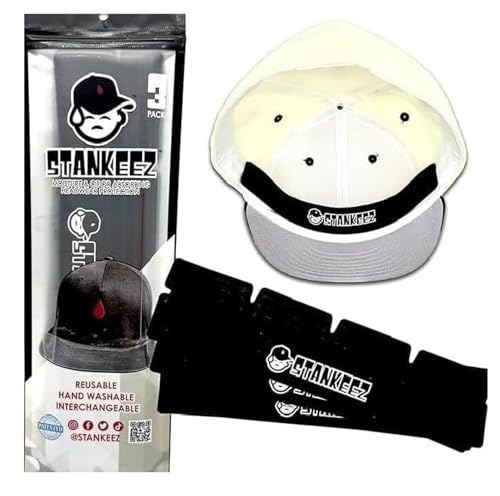 Stankeez Hat Liners - Reusable Hat Sweat Liner - Hand Washable & Non-Adhesive Shields Pad for Hats - Hat Shaper & Protector Insert from Sweat & Odor - Unisex All Type of Sports Cap - 3 Pack - Black