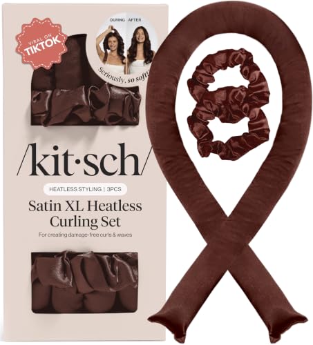 Kitsch Satin Heatless Curls Overnight Set - Chocolate