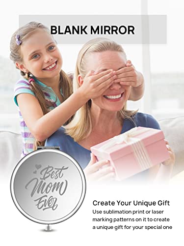 Getinbulk Compact Mirror For Purse, Double-Sided 1X/2X Magnifying Metal Pocket Makeup Mirrors(Round, Silver) #TOP4