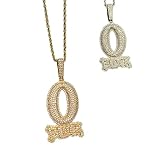 Iced Out O Block Pendant Real Gold Plated Cubic Zirconia Micro Pave Hip Hop Jewelry 1E8SD (Silver Color_ 3mm Rope chain- 20inch)