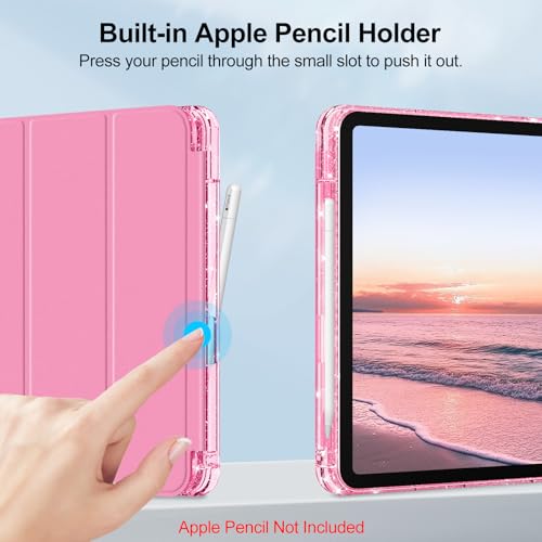 FINTIE Glitter Case for iPad (A16) 11th Generation 11 Inch (2025), iPad 10th Generation 10.9 Inch (2022) - [Built-in Pencil Holder] Sparkly Cover with Shiny Back Shell, Auto Wake/Sleep, Pink - Image 5