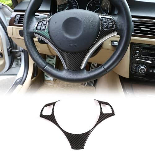 LLKUANG ABS Steering Wheel Sequins Frame Trim for BMW 3 Series E87 1 Series 3/5 Door Hatchback Coupe E92 E93 E90 2005-2012 (Carbon fiebr)