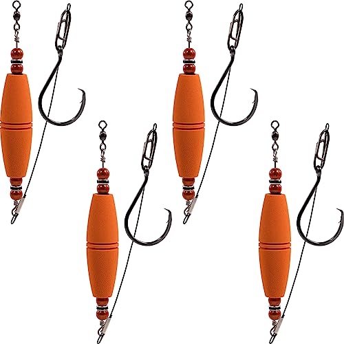 Catfish Float Rigs Fishing Bobbers Popping Cork Tackle Catfishing Equipment Combo for Bank River Lake EVA Peg Artificial High Buoyancy Body Circle Hooks Weight (Pack of 4